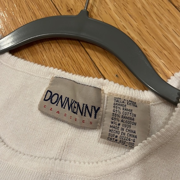 Donnkenny by National White Ribbed Crochet Short Sleeve Tee Shirt Size XL - Picture 5 of 7